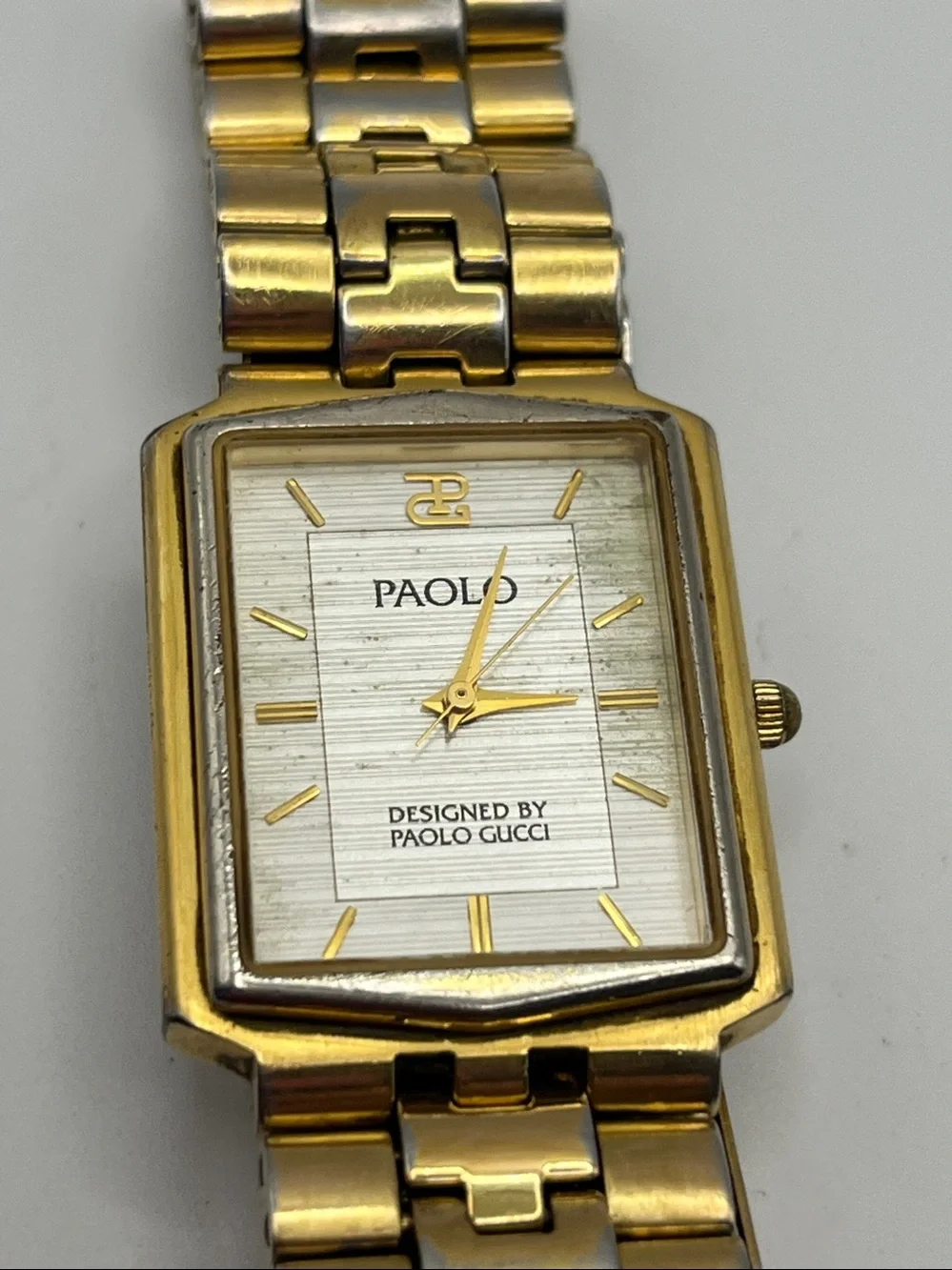 Paolo (Designed by Paolo Gucci) Gold Tone Rectangular Dress Smartwatch